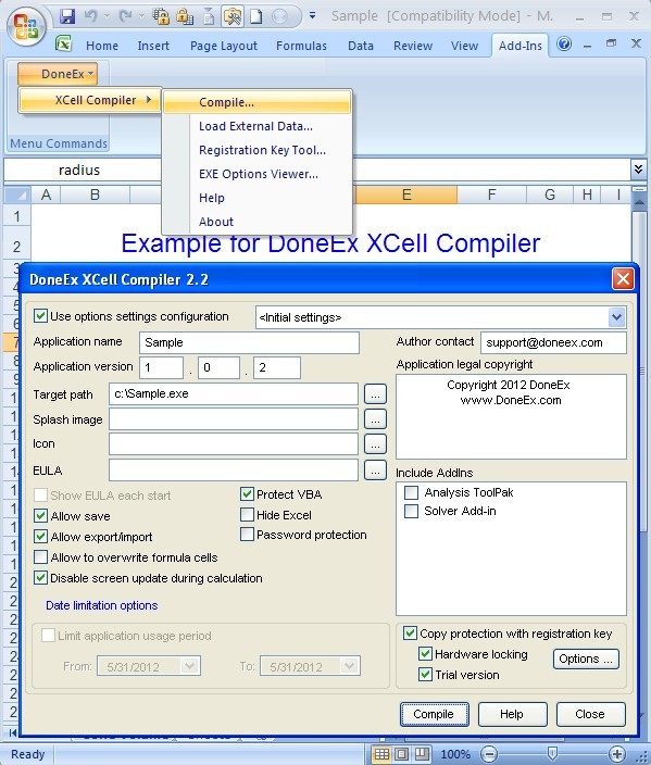 DoneEx XCell Compiler Screenshot